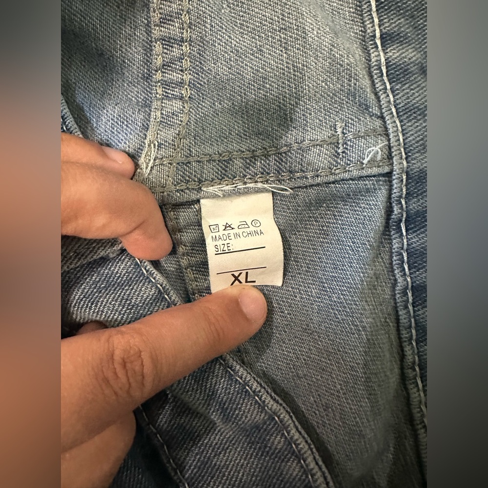 Women's Relaxed Fit Cargo Jean Pants in Blue Comfy Oversized #E12 - Picture 2 of 5